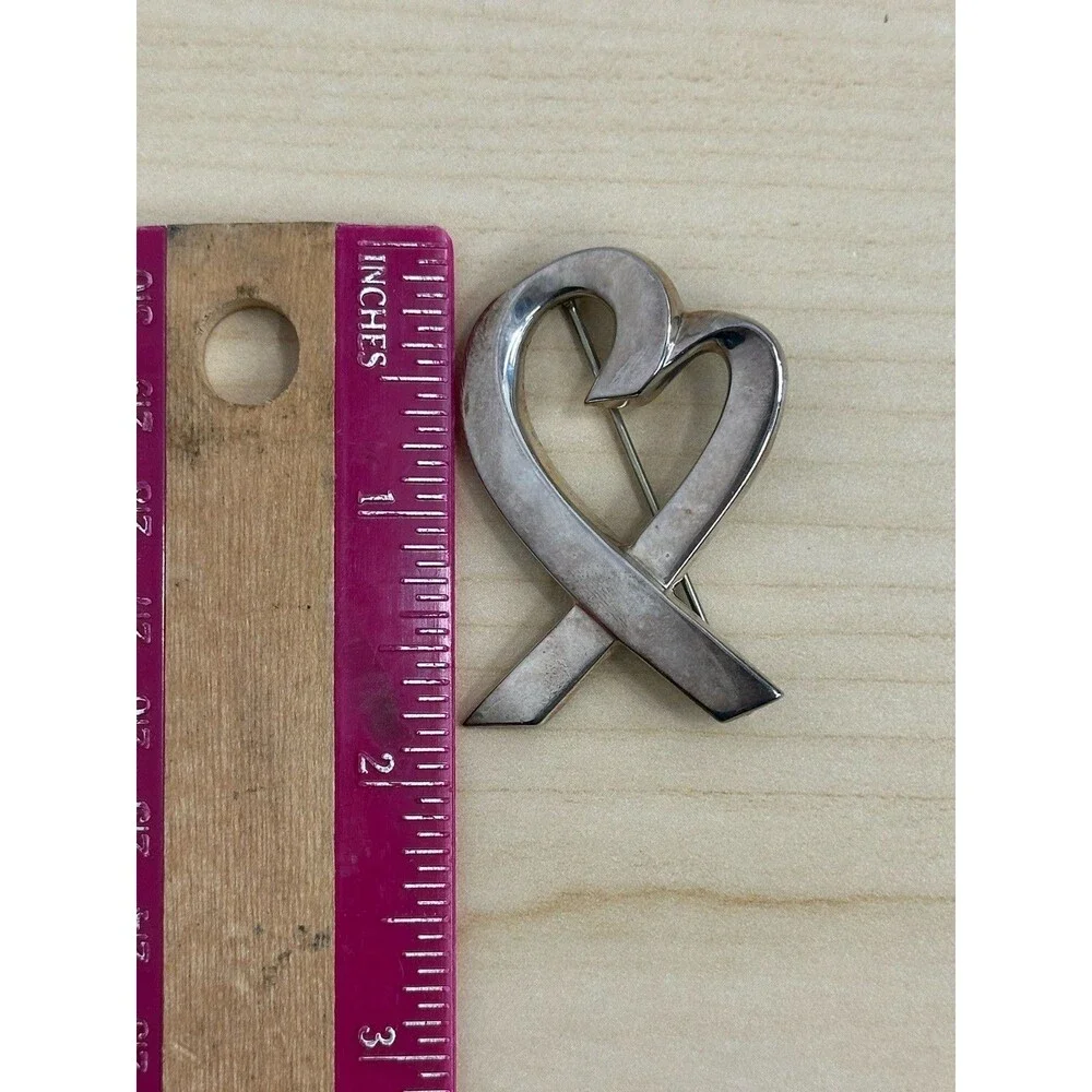 Tiffany & Co Sterling Silver .925 Paloma Picasso Loving Heart Brooch Pin 1.75”